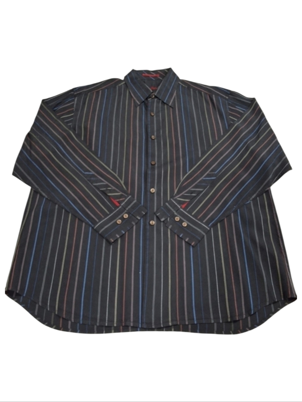 Tommy Bahama~Coastal~100%Silk~Black Patriotic~Striped Button Down ~Size XL